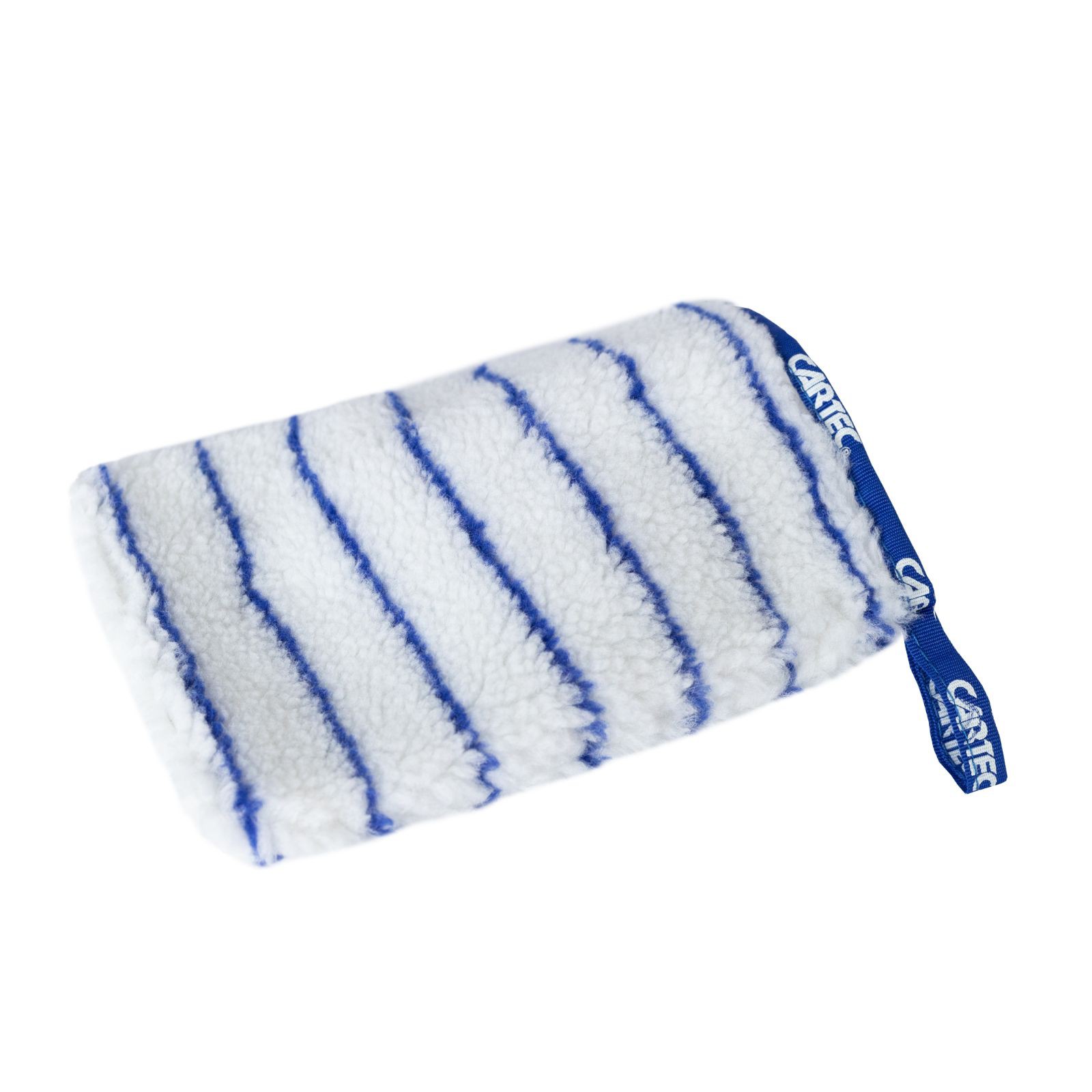 Washandschoen microvezel blauw/wit